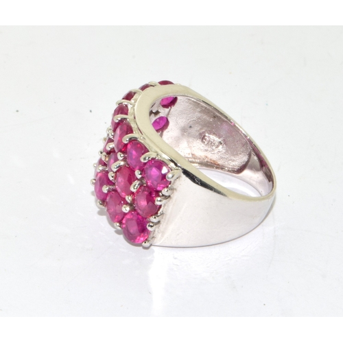 42 - 3 x band Ruby 925 silver ring size Q