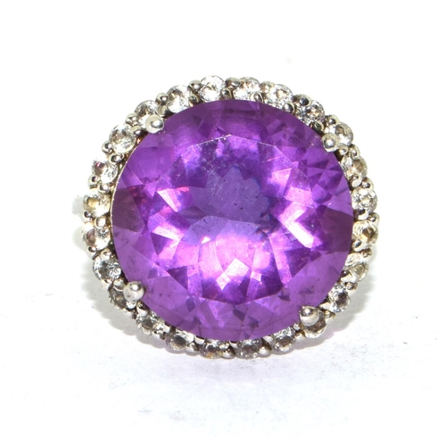 9 - 925 ladies large Amethyst halo design statement ring size P