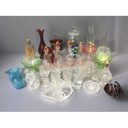 72 - An interesting collection of Glass wares to include Early Whitefriars, Uranium, Victorian Ruby and S... 