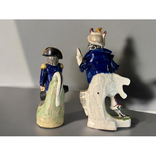 141 - Two large Staffordshire figures.19th century.Including Nelson figural Jug and Will Watch.Tallest - 3... 