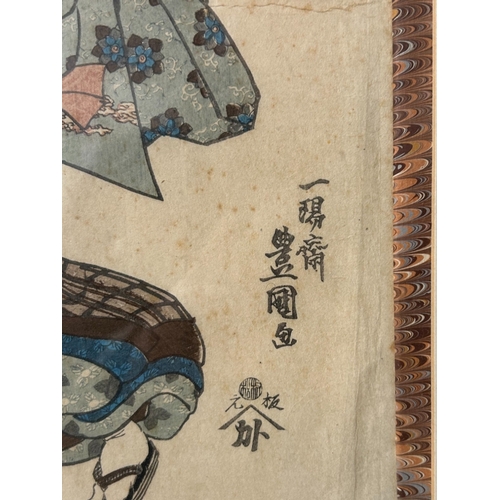 132 - Utagawa Kunisada (1786-1864). Japanese woodblock, Edo/ Meiji period, 19th century. Framed.  57 x 45c... 