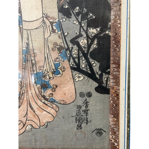 133 - Utagawa Kunisada (1786-1864). Japanese woodblock, Edo/ Meiji period, 19th century. Framed.  57 x 45c... 