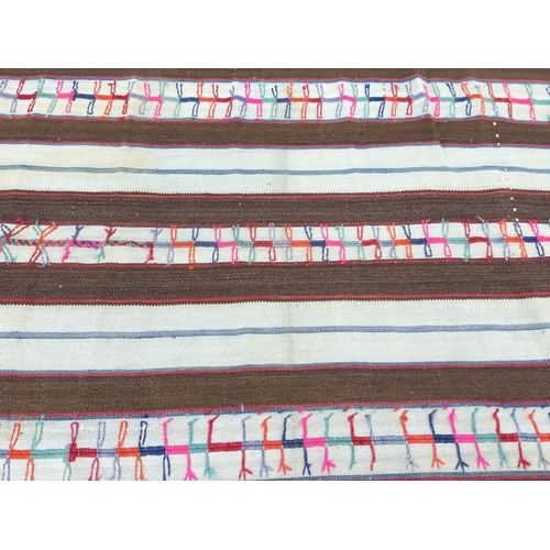 153 - Vintage Large Traditional Turkish Tribal Striped Kilim Rug 