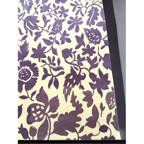 155 - Large, Rug Co Rug, Ivory and Purple thick pile Rug having Foliate and Fruit Design. L 306cm W 213cm