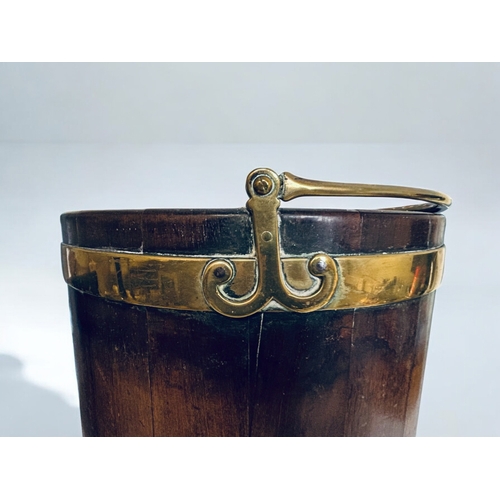 186 - A George III brass bound mahogany Plate bucket. Circa 1800. Stylised brass handle. With tole liner. ... 