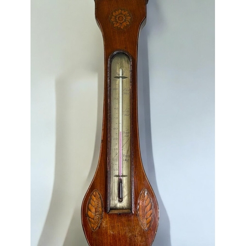 193 - Catti & Co of London mercurial barometer. Early 19th Century. Mahogany case with inlaid shell &a... 