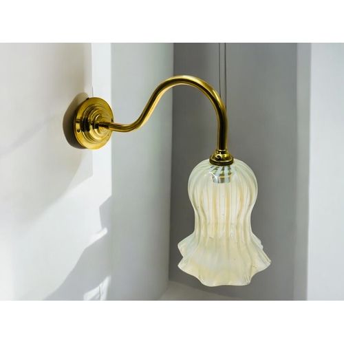 204 - A James Powell for Whitefriars Vaseline glass shade & brass wall light by specialist craftsman C... 