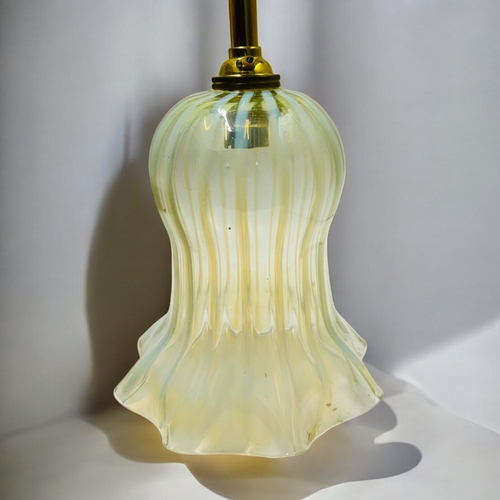 204 - A James Powell for Whitefriars Vaseline glass shade & brass wall light by specialist craftsman C... 