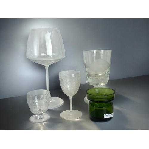 205 - A collection of glass. To include a Baccarat liquer glass and Jens Quistgaard for Dansk candle holde... 