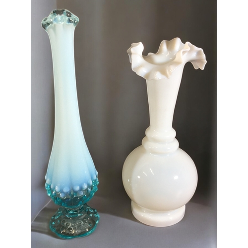 302 - Art Glass Early 20th Century to Mid Century Examples - Milk Glass, Opaline Glass, interesting Ruffle... 