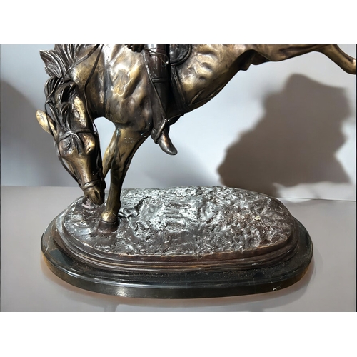 332 - A large Bronze figure of Polo player. 20th century. Traditional lost wax cast. Height - 58cm