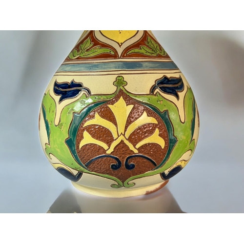 437 - A Salopian ware pottery 'Rhodian' vase. Late 19th century. Garlic shape, with Iznik style coloured s... 