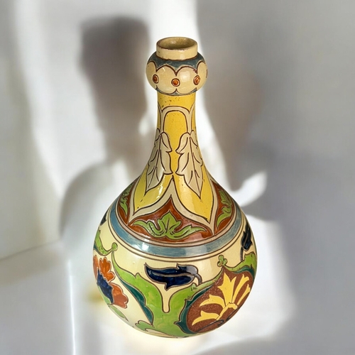 437 - A Salopian ware pottery 'Rhodian' vase. Late 19th century. Garlic shape, with Iznik style coloured s... 