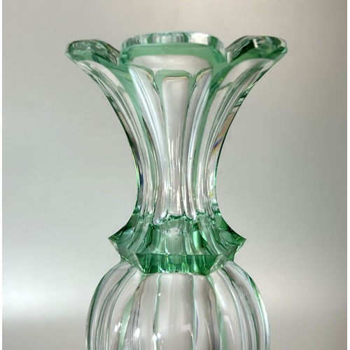 444 - A 19th century French green overlay crystal bud vase. Possibly St Louis (unmarked). Height - 19cm