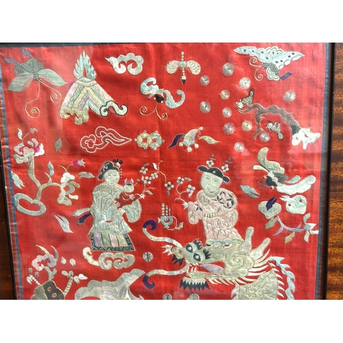 45A - Antique framed Chinese silk embroidery. Qing dynasty, 19th century. Provenance - Part of the Lord &a... 