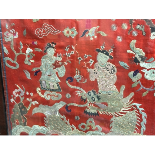 45A - Antique framed Chinese silk embroidery. Qing dynasty, 19th century. Provenance - Part of the Lord &a... 