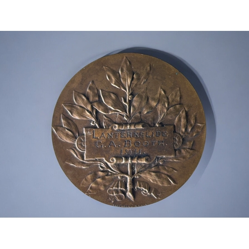 496 - Art Nouveau bronze medal. Inscribed 