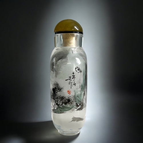 60D - Chinese lead crystal Interior painted snuff bottle. Artist: Suo Jing Hai  20th century. Provenance: ... 