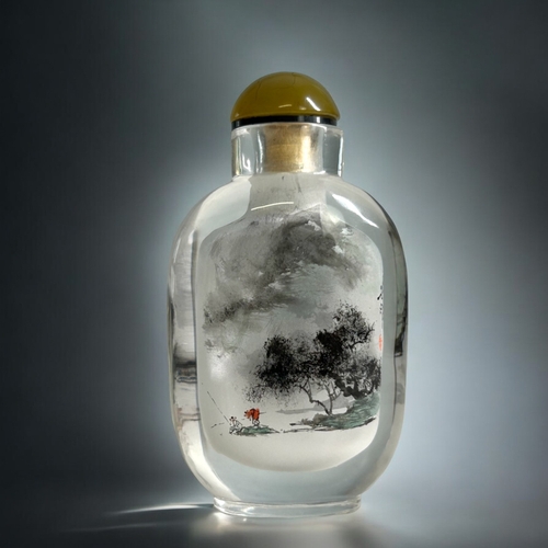 60D - Chinese lead crystal Interior painted snuff bottle. Artist: Suo Jing Hai  20th century. Provenance: ... 