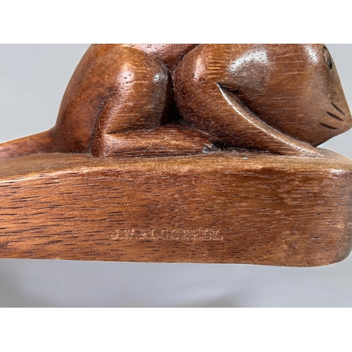 8 - A carved hardwood mouse door wedge. Impressed mark J.W.F. Logdell. Together with a carving of a Koal... 