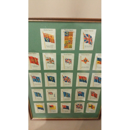 13 - Framed Kensitas Cigarette Flags Collection, British Empire-themed (c. 1930s), vibrantly preserved te... 