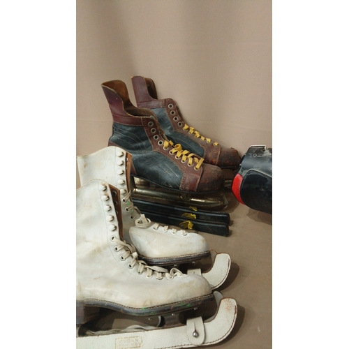 23 - Collection of vintage ice skates featuring classic leather and modern styles with unique historical ... 