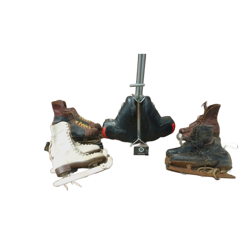 23 - Collection of vintage ice skates featuring classic leather and modern styles with unique historical ... 