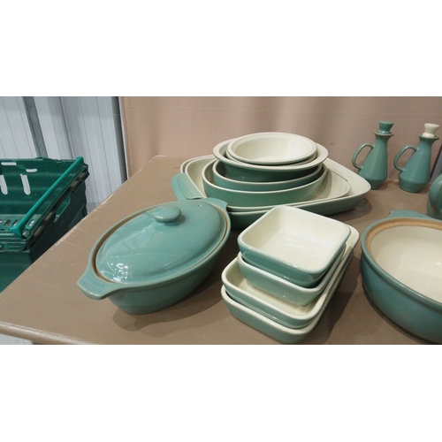 24 - Classic 1960s design Denby Stoneware featuring bold shapes and rich turquoise glaze. Made in England... 