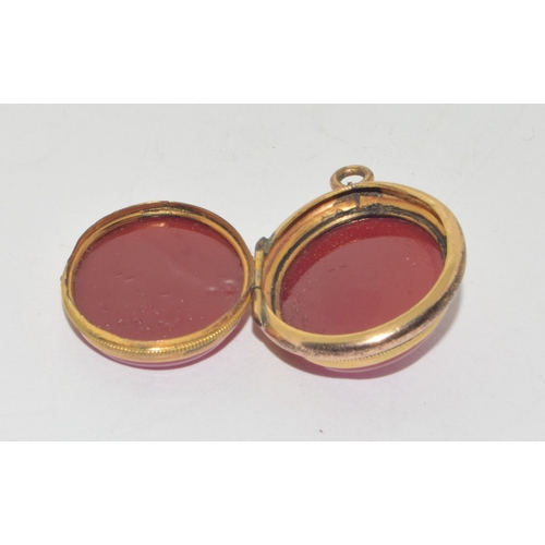 20 - French design opening double sided Agate locket most usually used as a mourning jewel 3cm long 