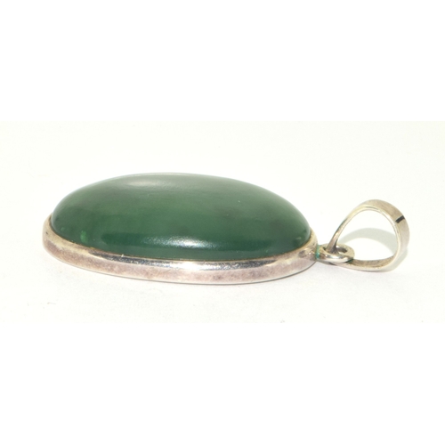 60 - Vintage Nephrite Jade 925 silver pendant 3.5x2.5cm 