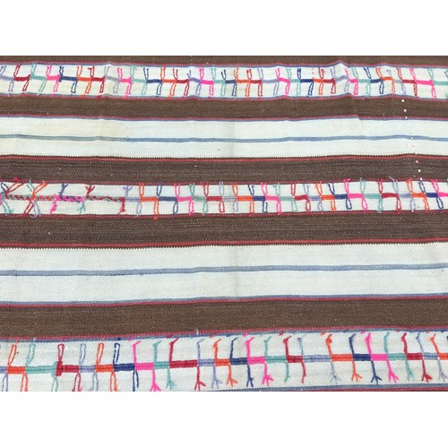 354 - Vintage Large Traditional Turkish Tribal Striped Kilim Rug 