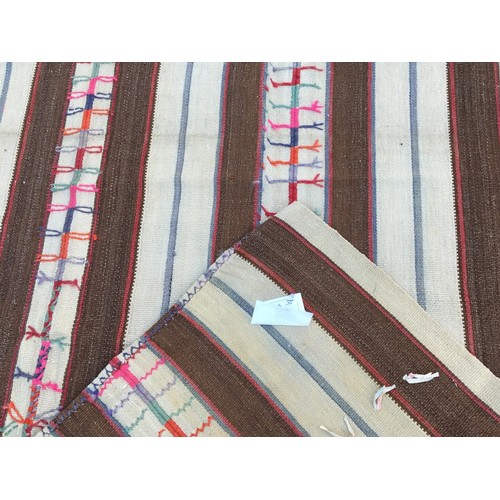 354 - Vintage Large Traditional Turkish Tribal Striped Kilim Rug 