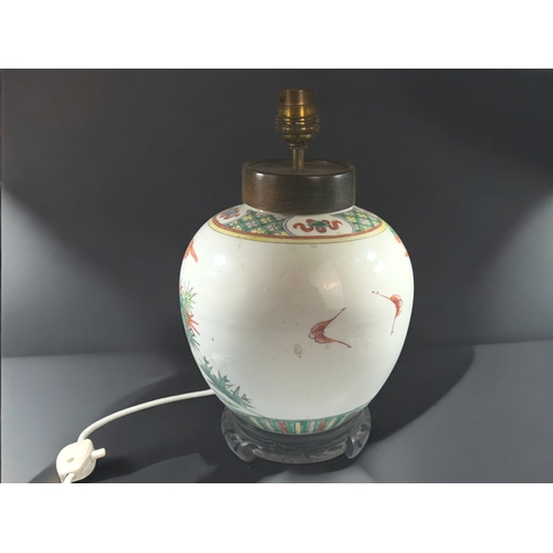 7 - A Chinese Famille Rose porcelain jar, mounted as a lamp.Qing dynasty, 19th century.Depicting Scholar... 