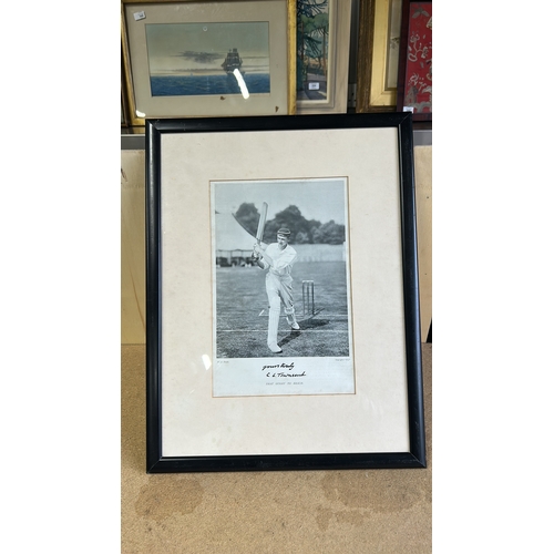 69 - Early 20th-century cricket photograph featuring C.L. Townsend, elegantly framed.