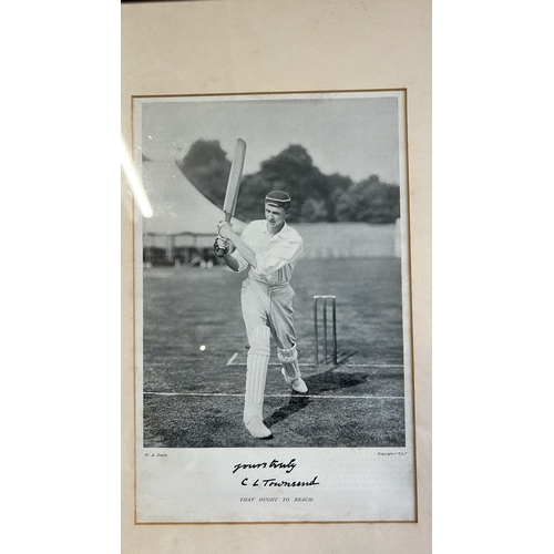 69 - Early 20th-century cricket photograph featuring C.L. Townsend, elegantly framed.