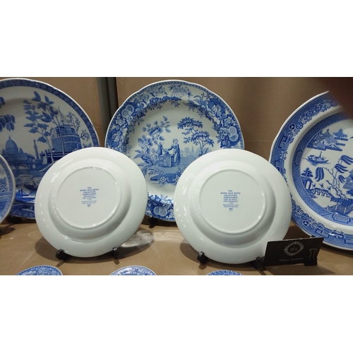 57 - 13 porcelain plates in the Spode Blue Room Collection feature blue-and-white designs, including the ... 