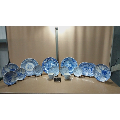 57 - 13 porcelain plates in the Spode Blue Room Collection feature blue-and-white designs, including the ... 