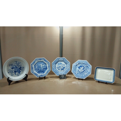 57 - 13 porcelain plates in the Spode Blue Room Collection feature blue-and-white designs, including the ... 