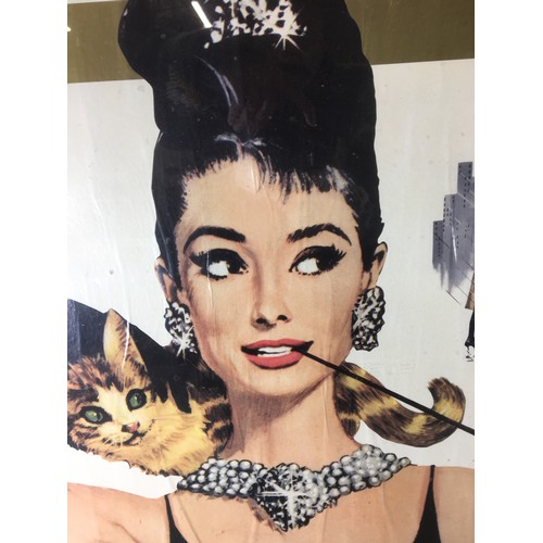 253 - Audrey Hepburn Breakfast at Tiffany's Film Poster. Is Framed but will need re-setting.H 72cm x W 102... 