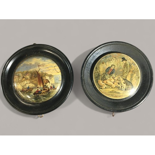 80 - Pratt Ware - 12 x Framed Pratt Ware Lids Varying Designs and Subjects. To Include Hunting, Horse Rac... 