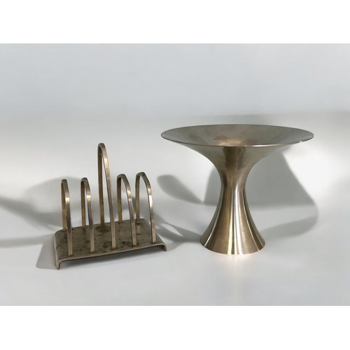 206 - A collection of silver plate.Including Robert Welch for Old Hall candlestick and toast rack, a Henle... 