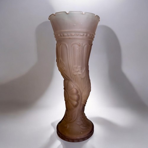 29 - A 19th century engraved Celery vase / Goblet.Together with a French Art Deco frosted Satin glass vas... 