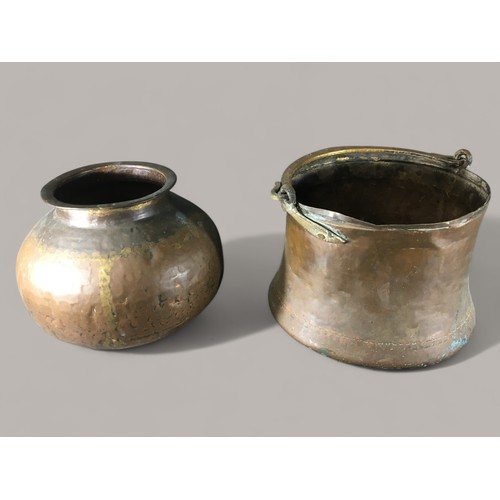 82 - Good Sized 19th Century Middle Eastern Copper Cooking Vessels.Largest 25cm Tall x 28cm Dia