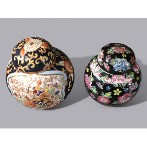 105 - Chinese 20th Century Lidded Ginger Jars x 5 To Include Enameled, Famille Noire and a well decorated ... 