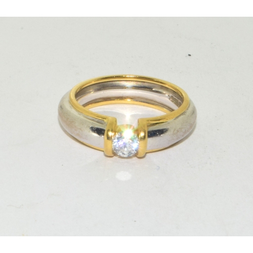 1 - 18ct mixed gold ladies Diamond solitaire ring size K