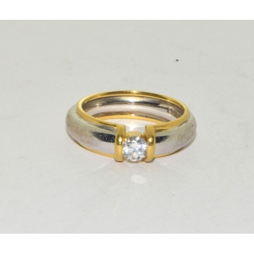 1 - 18ct mixed gold ladies Diamond solitaire ring size K