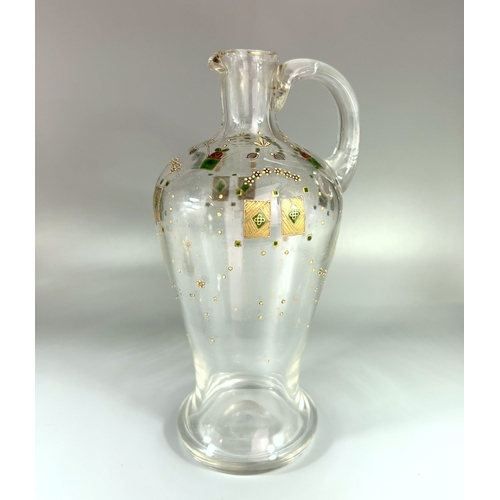 32 - A 19th century Bohemian enamelled jug. With an aesthetic style design. Together with an Art Nouveau ... 