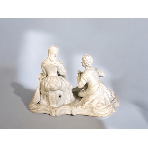 35 - A 19th century Continental Bisque porcelain musician group figure.15 x 22cm