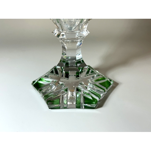 13 - A 19th century French green overlay crystal bud vase.Possibly St Louis (unmarked).Height - 19cm... 