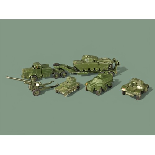 55 - Vintage Dinky Cast Metal Military Vehicles - Tank Transporter, Centurion Tank, Armoured Car, APC, 5.... 